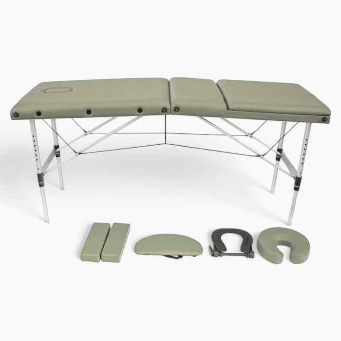 Masa de masaj, cadru aluminiu, 3 sectiuni, Crem, Noua