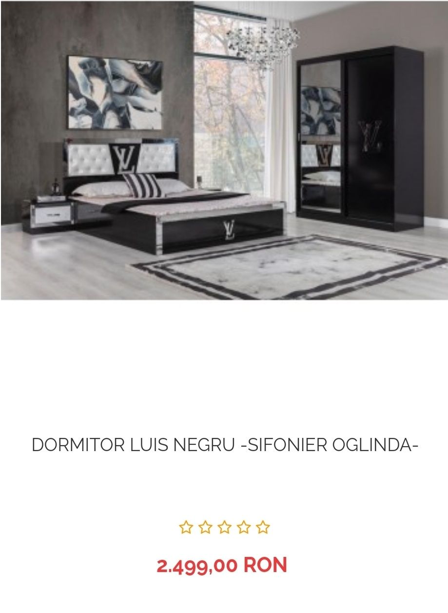 Dormitor Luis alb/ negru cu oglinda