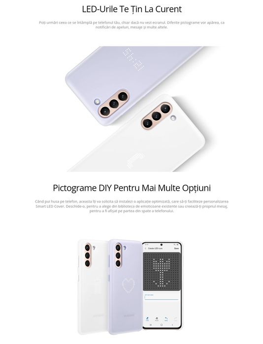 Husa smart activa originala Samsung Led Cover Galaxy S21 S21 5G