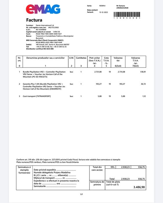 PlayStation. VR2 + Controller  Garanție PlayStation VR2 Sense + Vouche