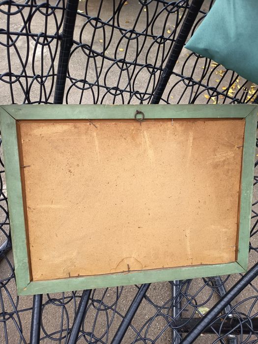 Tablou Vechi Pictat Pe Carton Femeie Nud