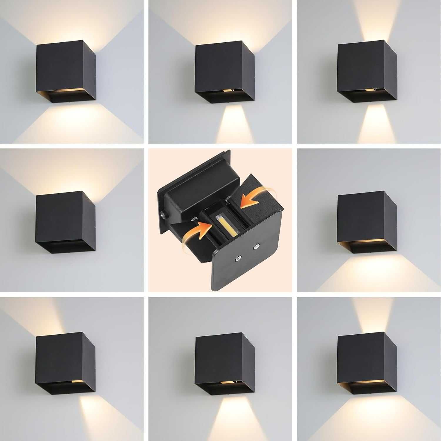 Водоустойчива LED лампа, аплик, 12W IP65, 3000К, черна