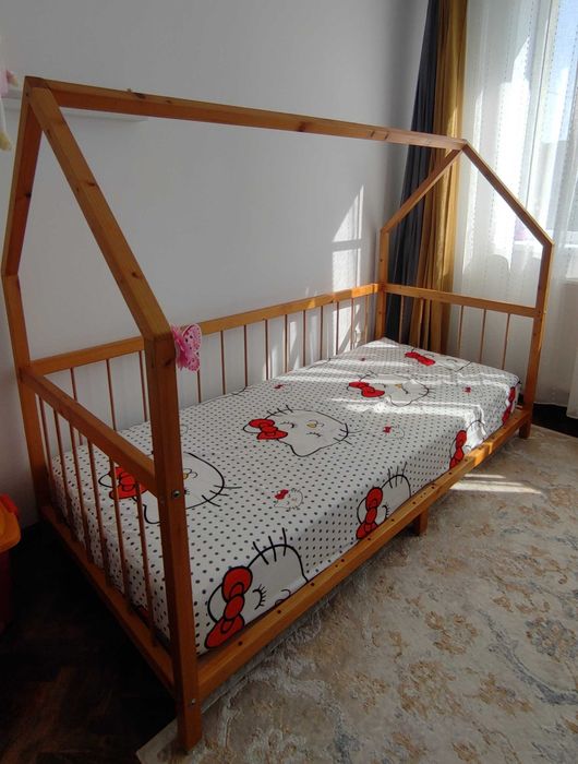 Pat lemn pentru copii