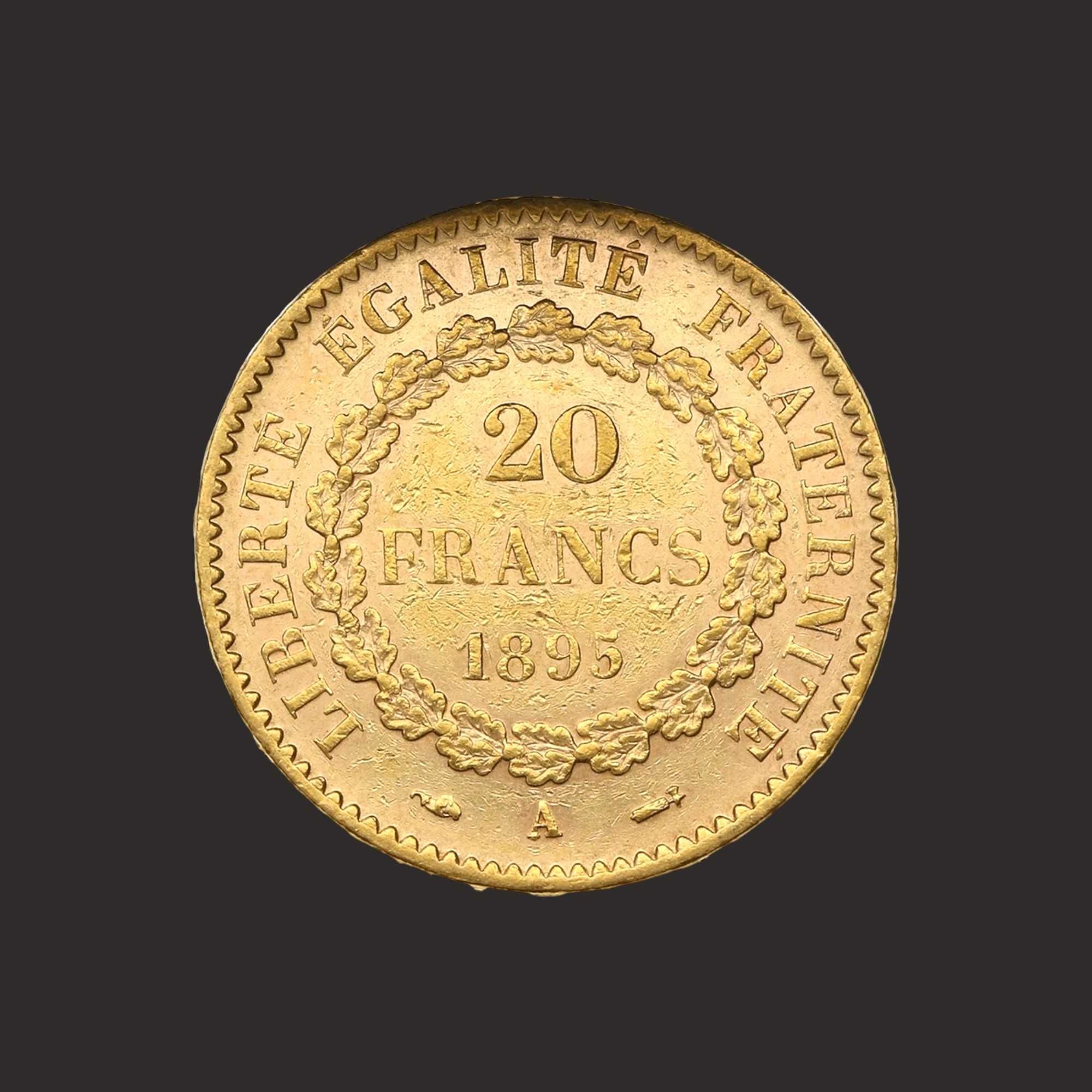 Moneda 20 franci francezi, Inger, aprox.6,45 gr. TVA 0%-PRECOMANDA