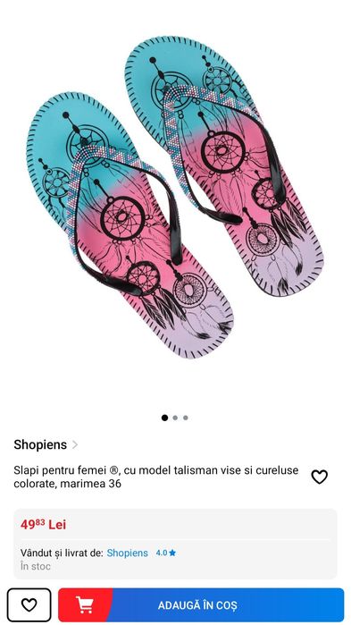 Slapi pentru femei, cu model talisman vise si cureluse colorate, mar