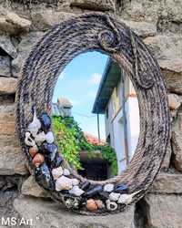 Ръчно декорирани огледала с конопено въже и естествени материали