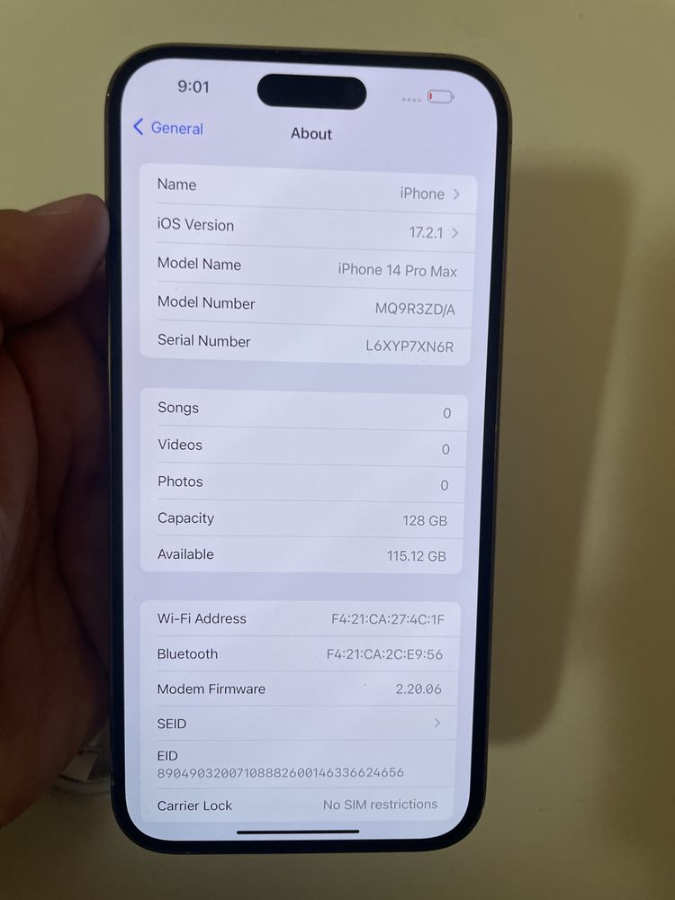 Iphone 14pro max 128GB 95% bat