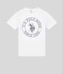 Тениска U.S. Polo ASSN. - Circle Print - in Bright White/ Haute Red