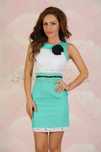 Rochie FOFY office midi turcoaz