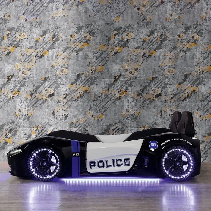 POLICE Pat copii 90x190cm, somieră si saltea incluse