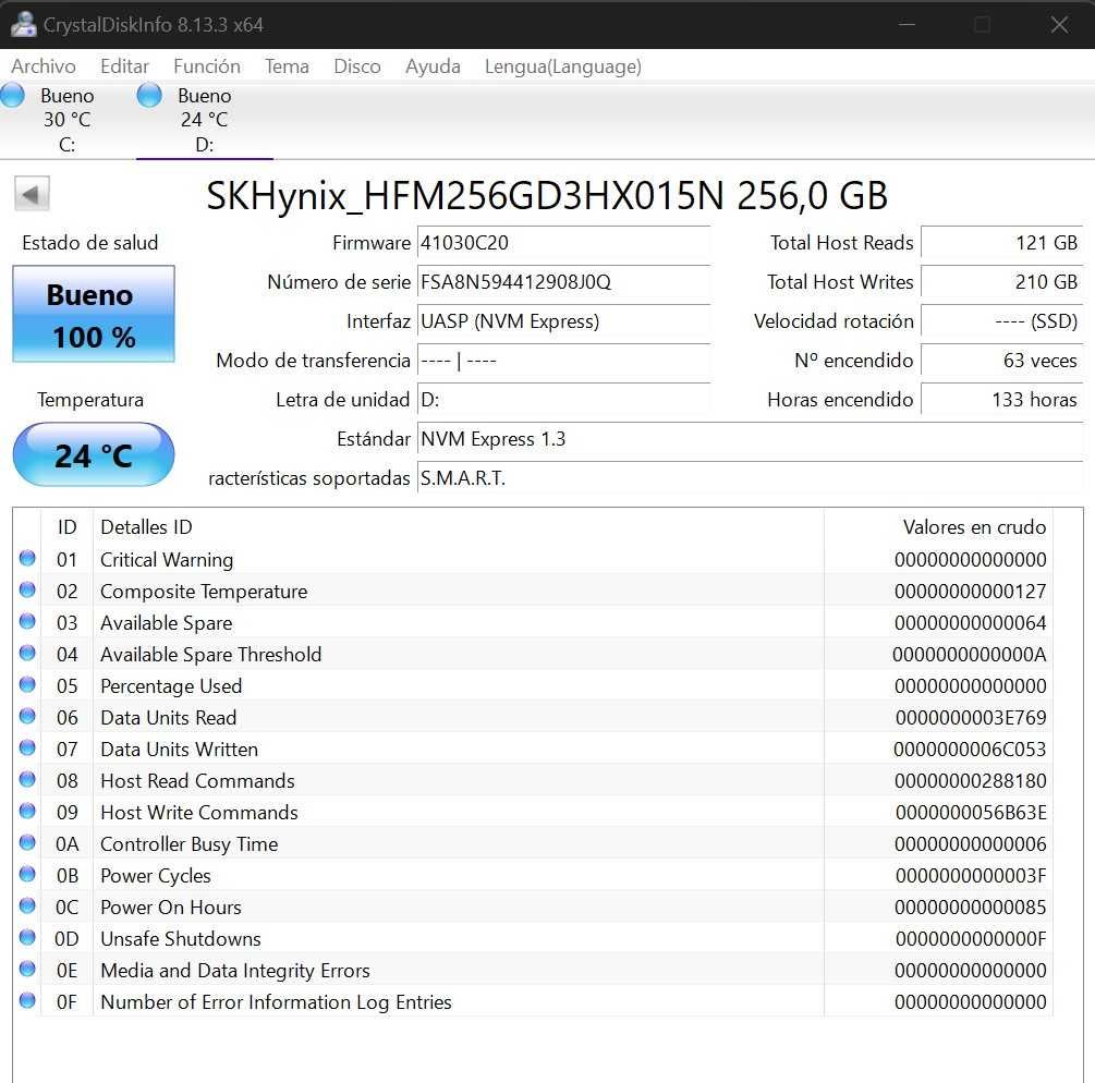 SSD 256Gb Hynix NVMe