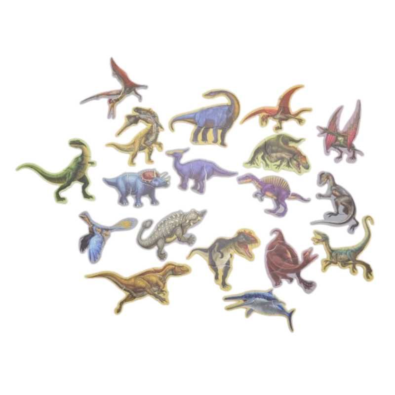 Carte magnetica, puzzle cu Dinozauri, joc educativ, 57 accesorii