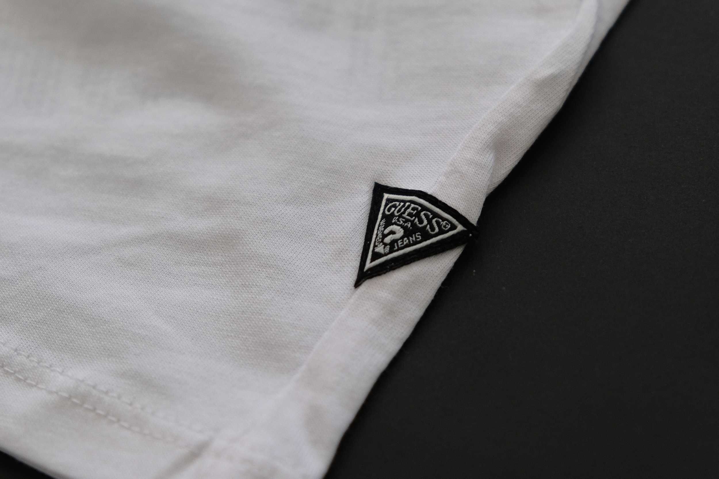ПРОМО GUESS XL размери-Оригинална бяла мъжка тениска с баркод