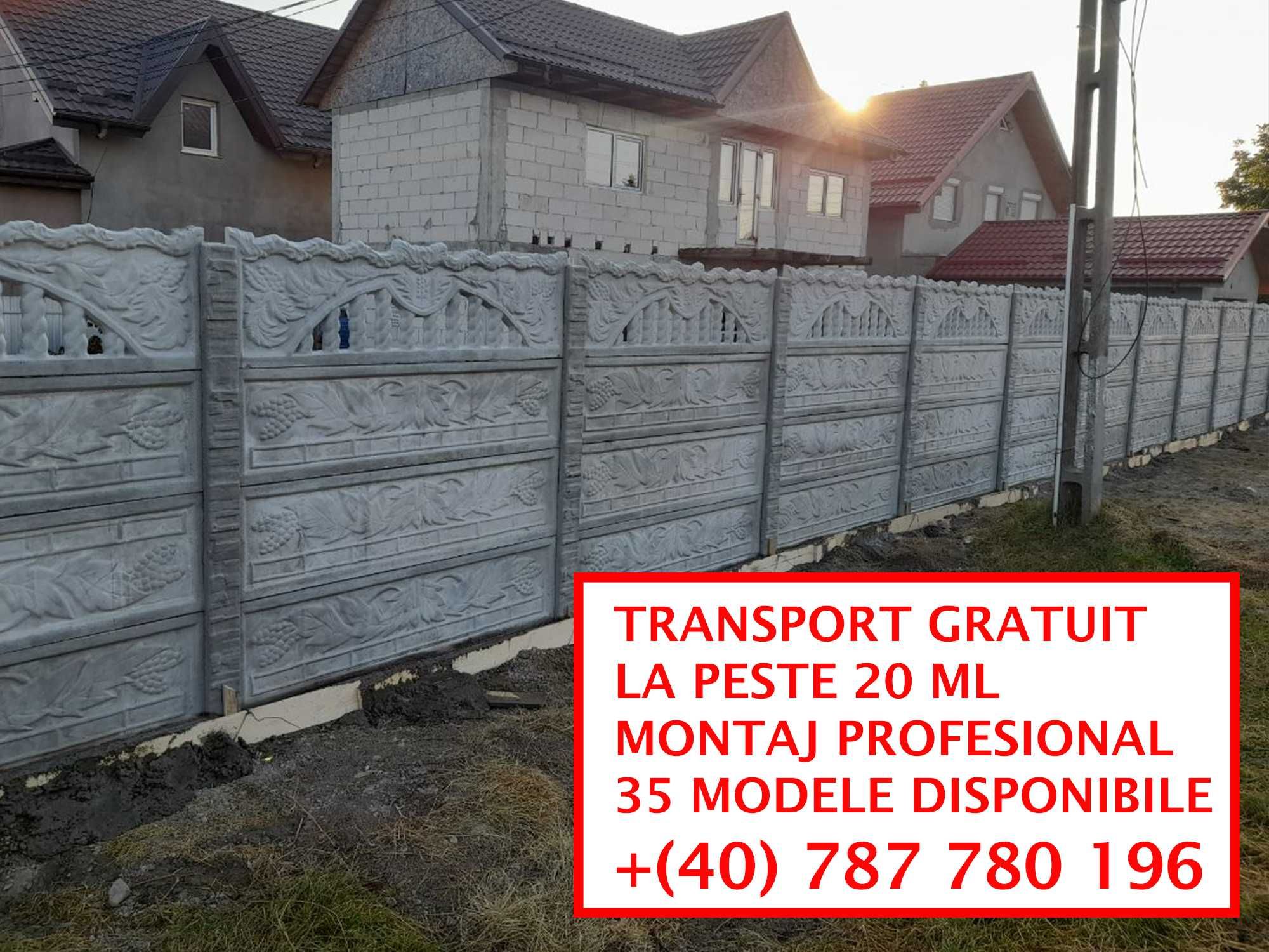 Gard din beton/35 Modele/Montaj/Transport GRATUIT la 20m+/Toata tara