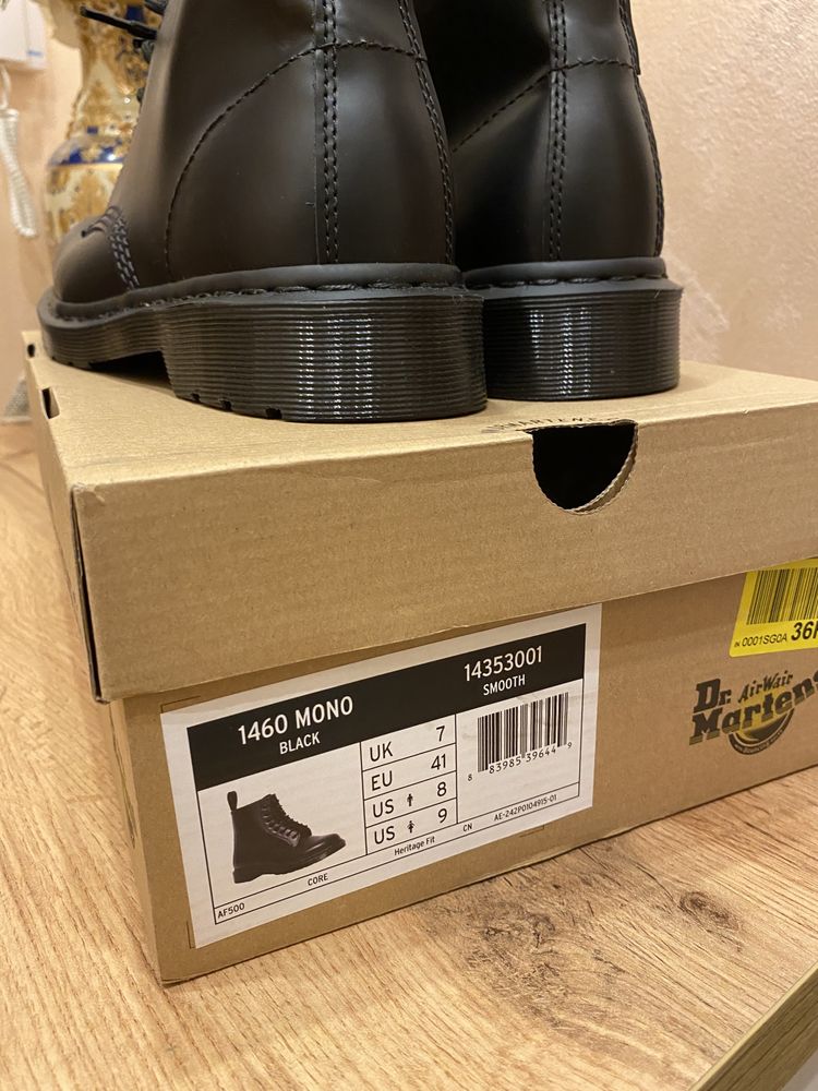 Dr.Martens Mono Black дамски кожени обувки 41 100% оригинал!