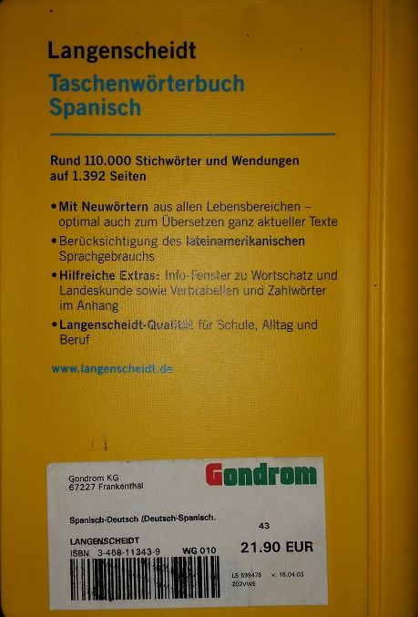 Двуязычный словарь Немецко-Испанский LANGENSCHEIDT