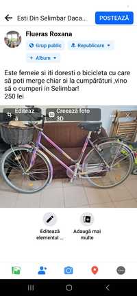 Bicicletă dama cu cos pentru cumpărături