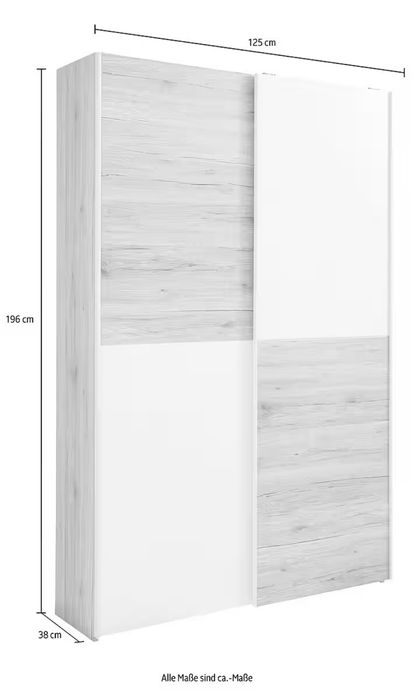 Dulap cu usi glisante Heimo , Alb , 125 cm latime , 38 cm