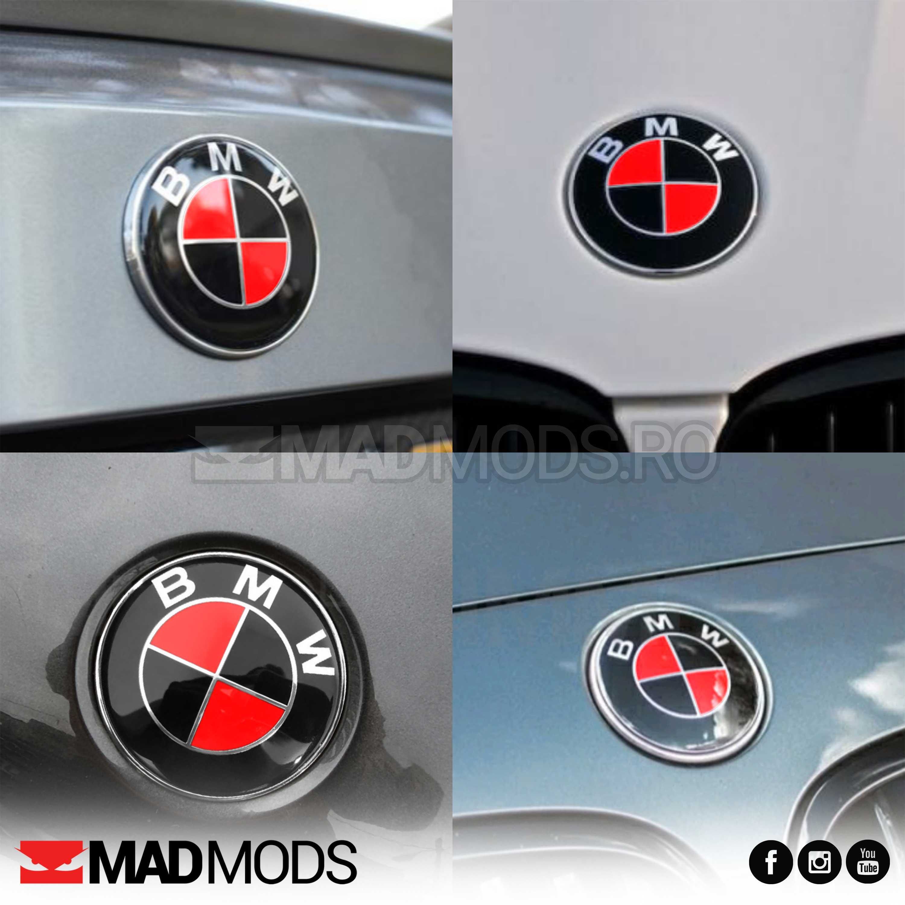 Set Stickere Embleme Negru cu Rosu BMW Seria 1 2 3 4 5 6 7 8 X i M