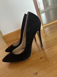 Pantofi Stiletto negri catifea