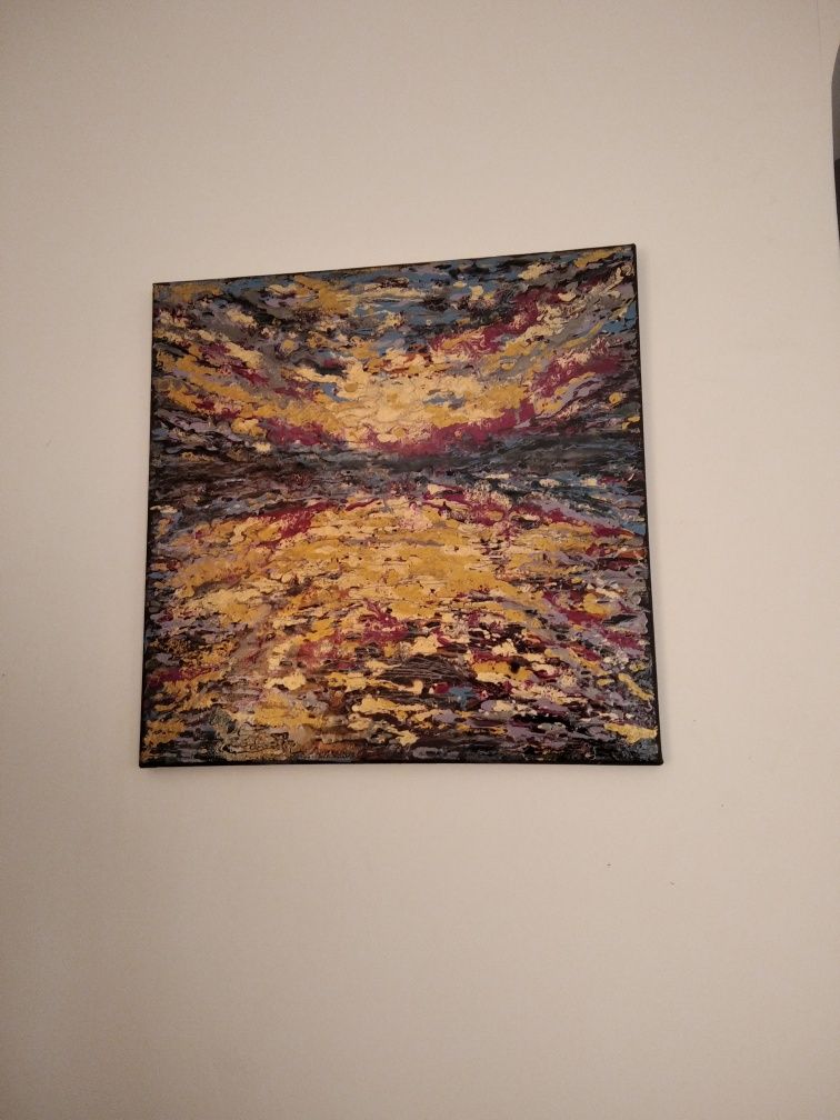 Pictura abstracta, "Allure of the Sun" 40/40cm, culori ceramice