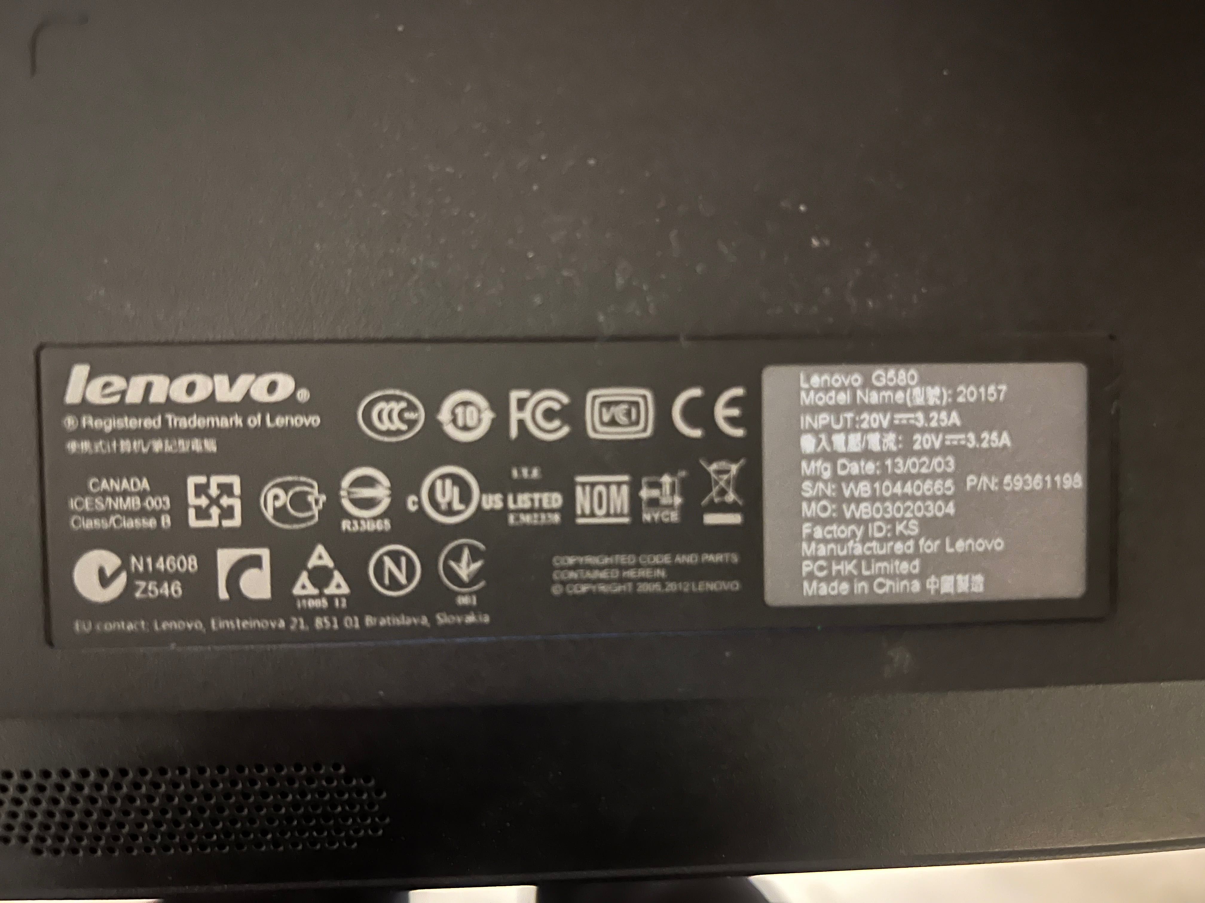 Laptop Lenovo G580