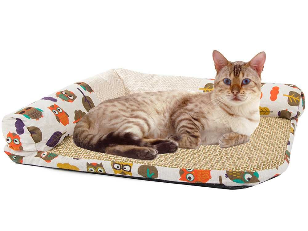 Pat pentru pisici 2-in-1 saltea confortabila si sisal 53 x 47 cm