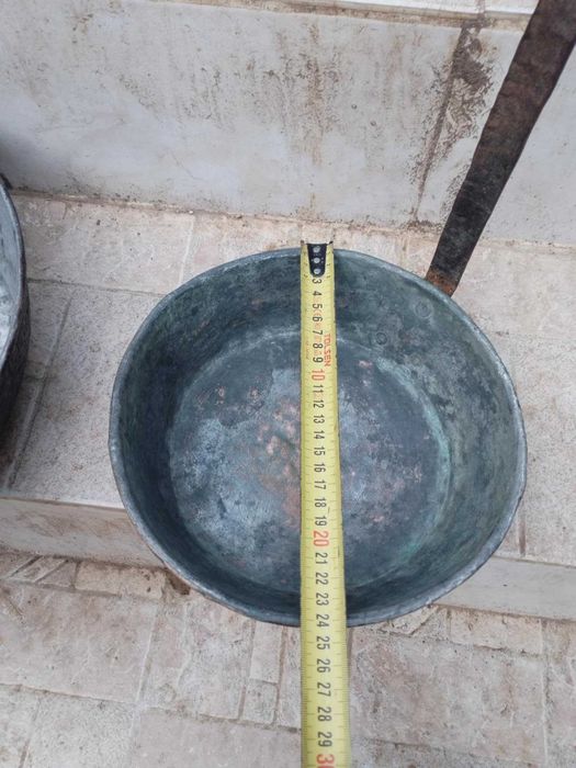 Стар меден тиган и медна тава с дръжки