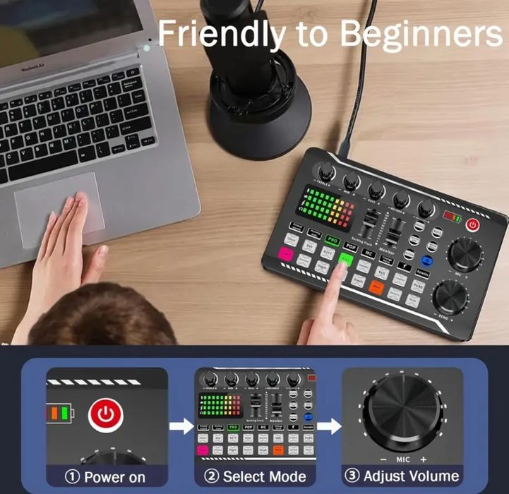 Mixer F998 cu efecte de sunet, consolă DJ compactă și portabilă