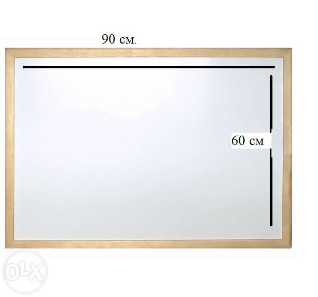 Бяла дъска за писане, чертане, рисуване с дървена рамка 40x60 см. и 60