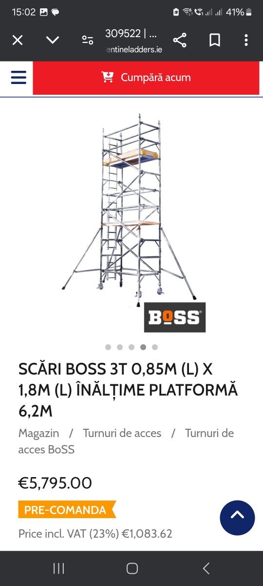 Schela aluminiu turn mobil Boss Ladderspan Mobile Towers 3T