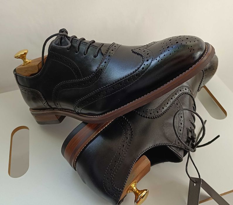Pantofi oxford 46 de lux brogue Gianni Feraud NOI piele naturala moale