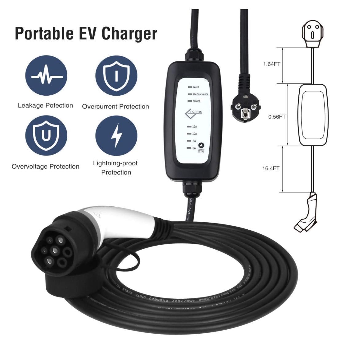 EV Кабел за Зареждане за Електрически Автомобили 16A/3.6KW Schuko