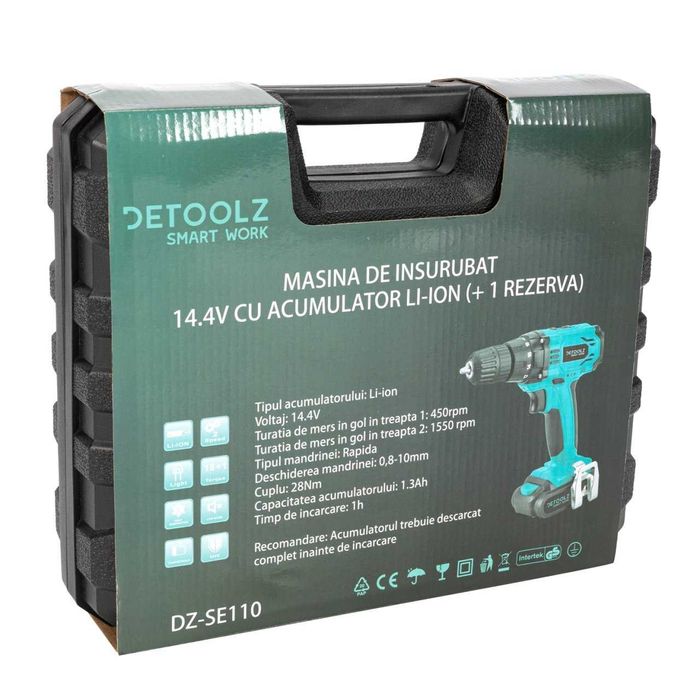 Masina de insurubat cu acumulator 14.4V, Li-ion, Detoolz, DZ-SE110