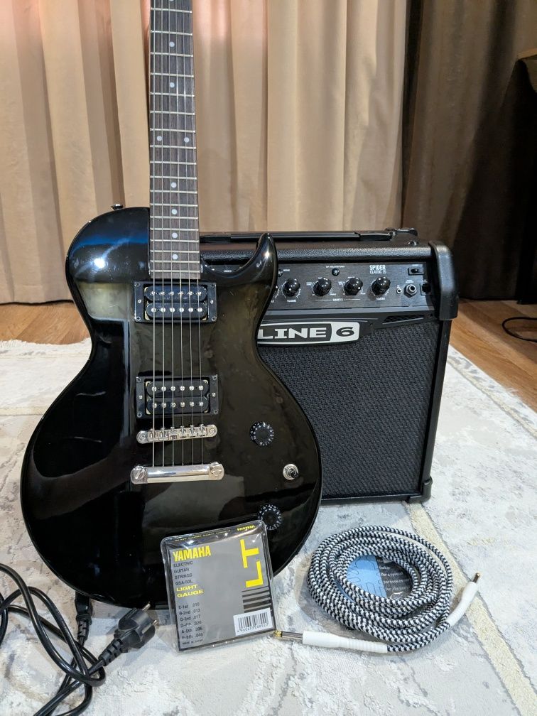 Продам электрогитару CORT CR50-BK + комбик LINE 6 SPIDER CLASSIC 15