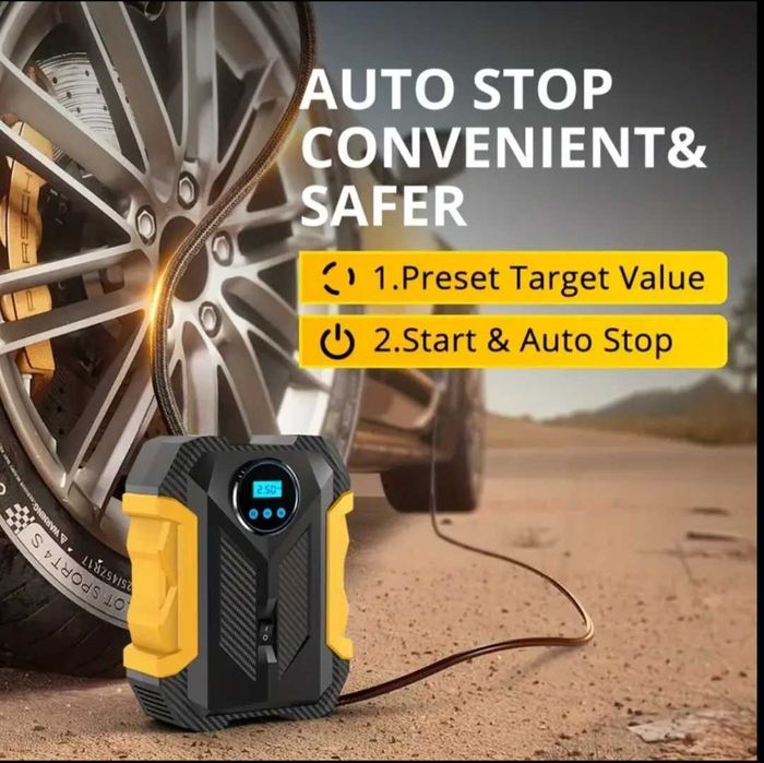 Compresor auto digital, lumina LED, DC 12V, cablu 3m, oprire automată