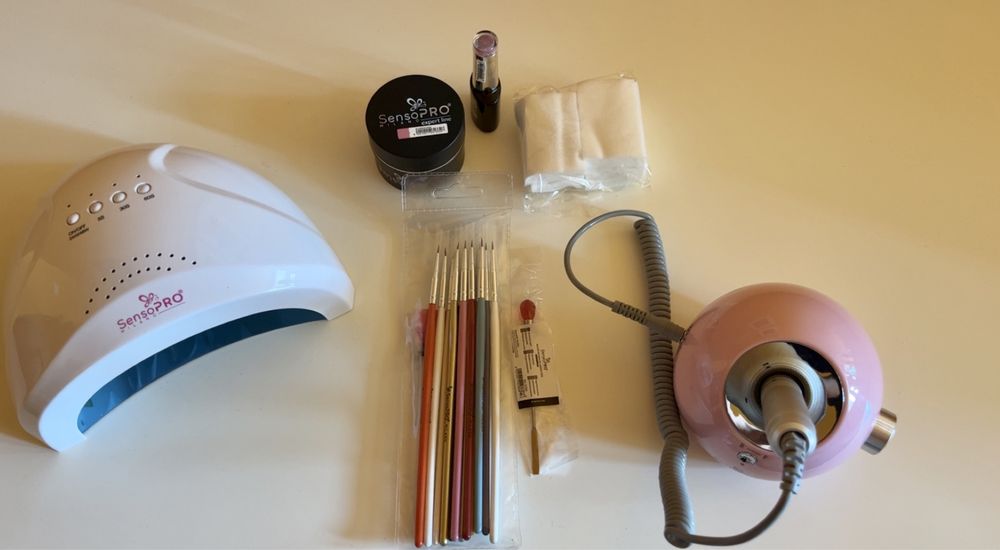 Kit Unghii Gel, lampa uv si pila electrica, accesorii cadou!
