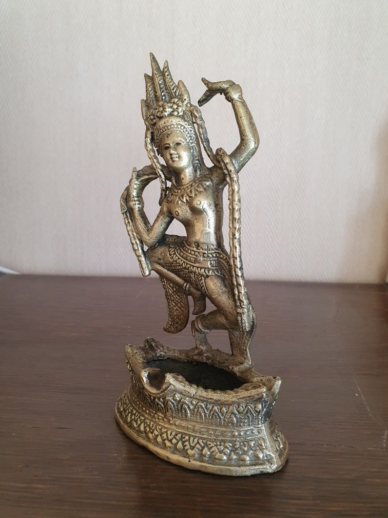 Statueta veche Shiva cu suport de ars esențe parfumate metal bronz