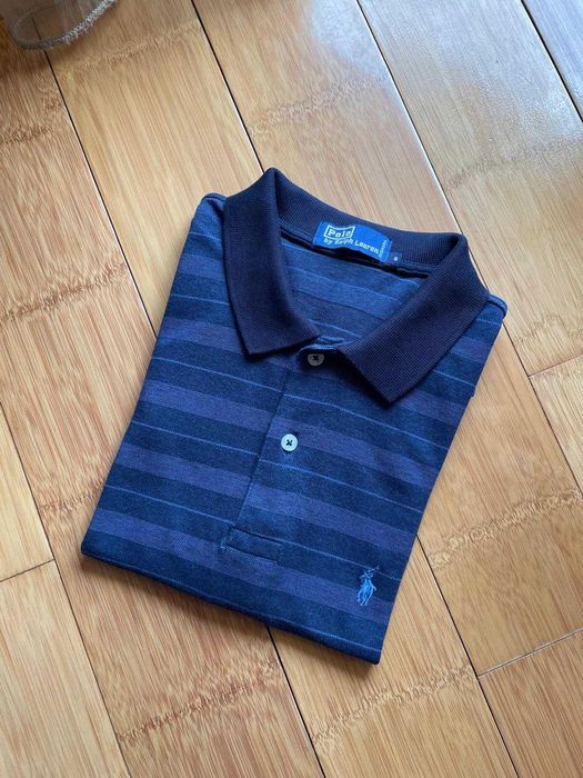 Tricou bleumarin in dungi Polo by Ralph Lauren, din bumbac, marimea S