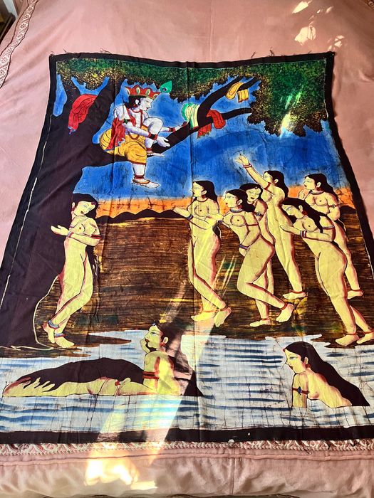 Tablou “Krishna” pictat manual pe panza, original India