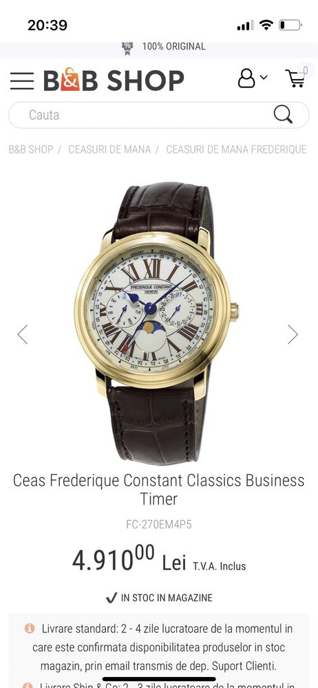 Ceas Frederique Constant Classics Business Timer FC-270EM4P5