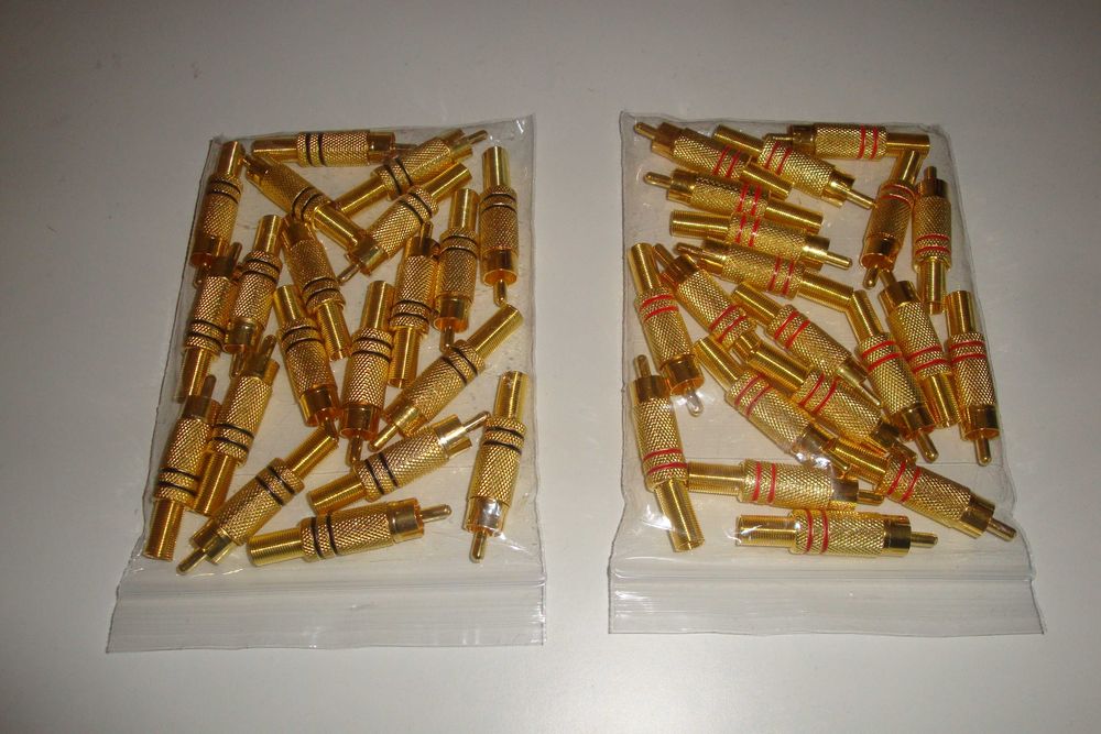 mufa RCA mufe metalice RCA aurii cu rosu si aurii cu negru gold mono