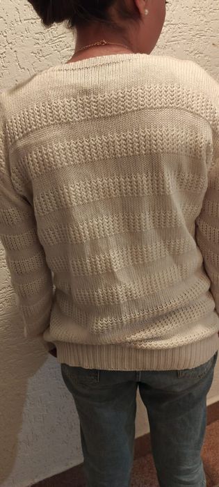 Бяла племена блуза с дълъг ръкав