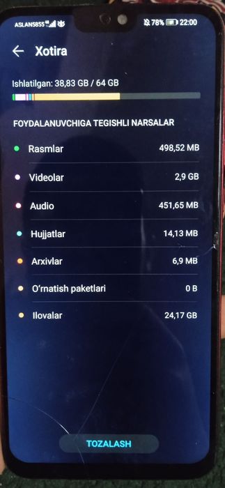 Honor 8x 4/64 umuman qotmeydi pul kerakligi uchn sotopman