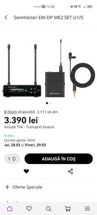 Vând Senheiser EW-DP ME2 set wireless cu microfon lavaliera