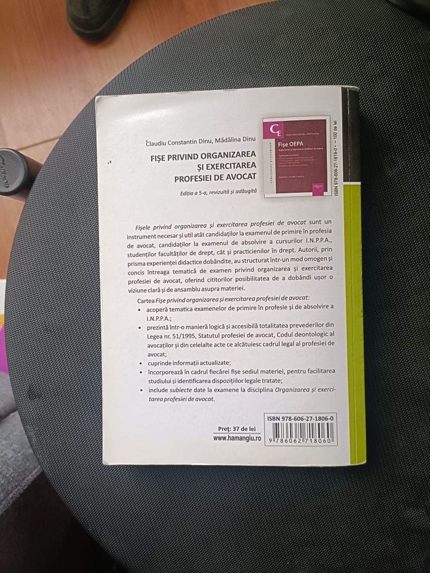 Fișe de Oepa. Ediția a 5-a. Editura Hamangiu+Legislația Profesiei av.