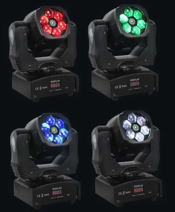 Moving head 90W 6×15W lumini club dj cu leds laser