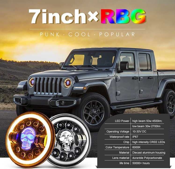 Set Faruri RGB JEEP WRANGLER JK 2007-2017 Nissan Patrol “SKULL”