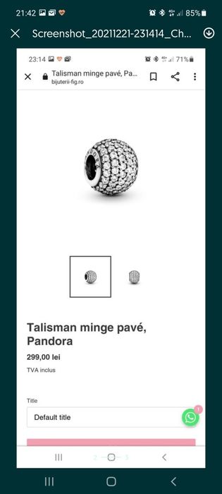 Vând brățară pandora și pandantiv fulg de nea