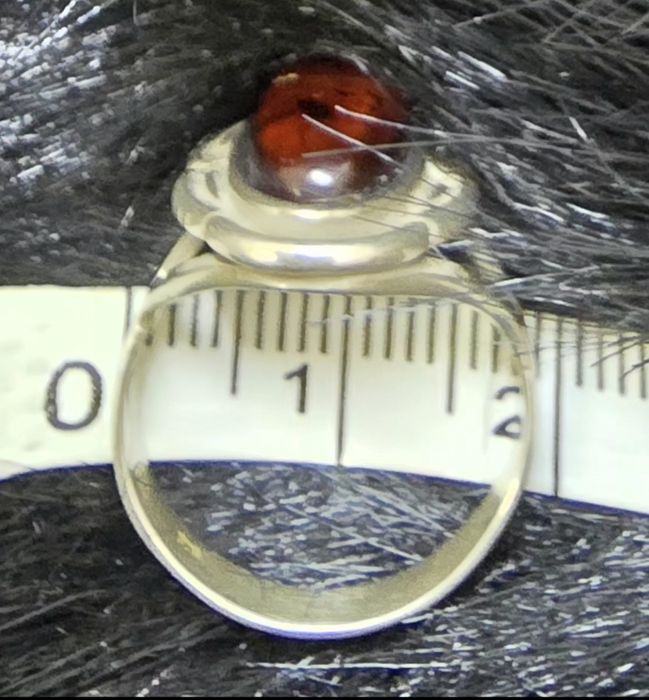 Inel argint 925 ,chihlimbar natural